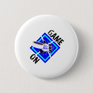 Game On-crossed Ice Hockey Rackets And Puck With P 2 Inch Round Button