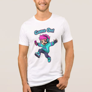 Game On! – Cute Cartoon Gamer Character T-Shirt Tri-Blend Shirt