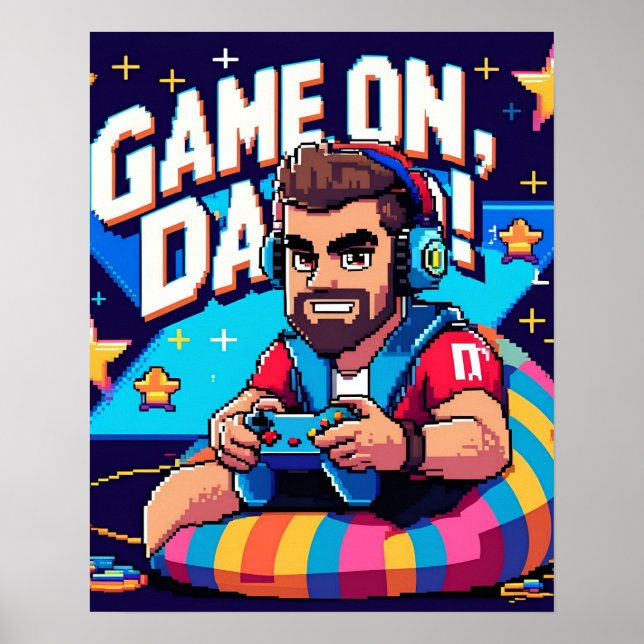 Game On Dad Couch Gaming Digital Print (Front)