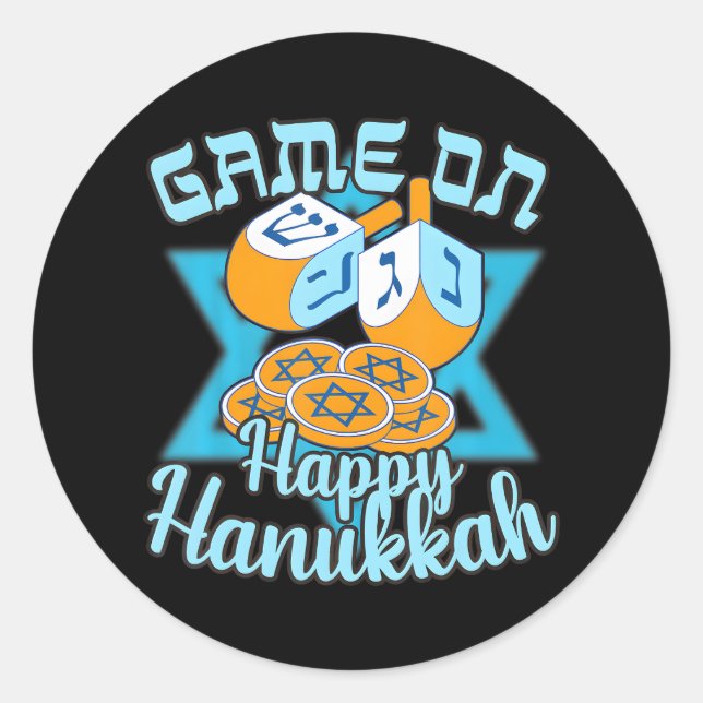 Game on Dreidel Chanukah Hanukkah Classic Round Sticker (Front)