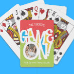 Game ON! Family Photo Cute & Colourful Playing Cards<br><div class="desc">This cute photo design is in bright primary colours and features the text "GAME ON!" Variations of this design as well as coordinating products are available in our shop, zazzle.com/store/doodlelulu. Contact us if you need this design applied to a specific product to create your own unique matching item! Thank you...</div>