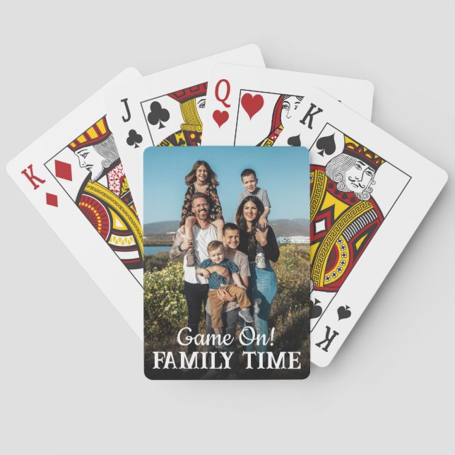 Game on Family Photo Personalized Playing Cards (Back)
