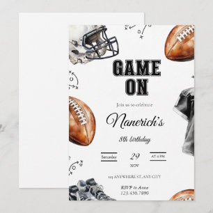 Game On Football Birthday Party Invitation
