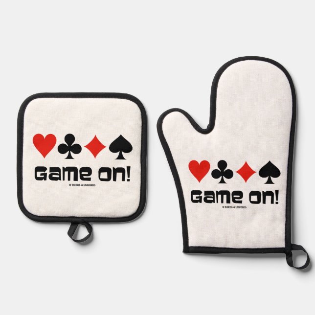 Game On! (Four Card Suits) Oven Mitt & Pot Holder Set (Front)