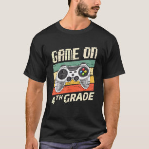 Game On Fourth 4th Grade Retro Vintage Gamer Back T-Shirt