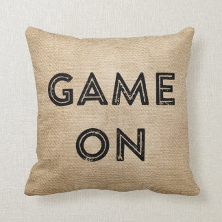 Game On Game Over Burlap Gamer Throw Pillow