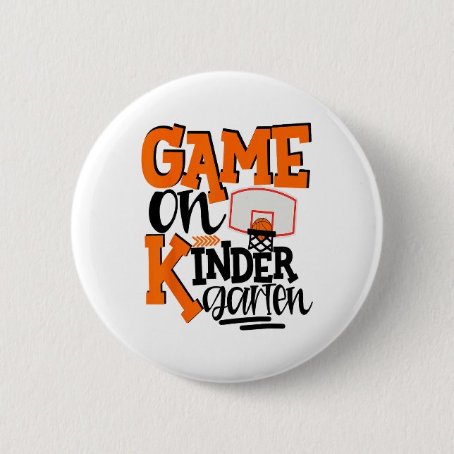 Game On Kindergarten Fun Sketll School  2 Inch Round Button (Front)