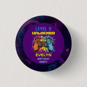  Game On Level Up Video Game Birthday 1 Inch Round Button