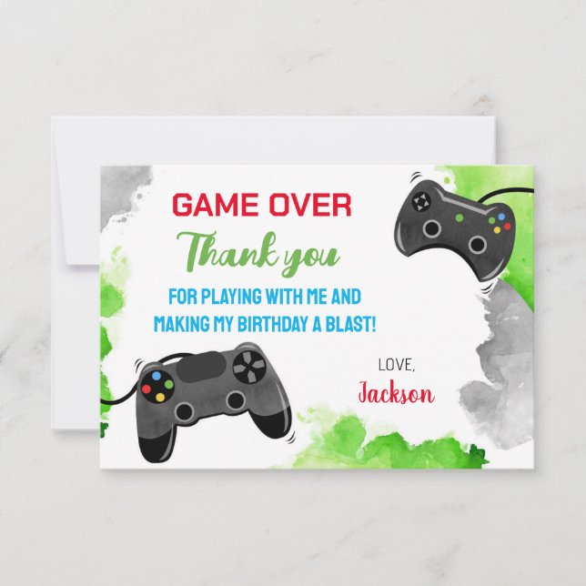 Game On Level Up Video Game Thank You Cards (Front)