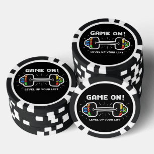Game On Level Up Your Lift Funny Gamer Gym Barbell Poker Chips