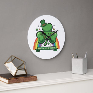 Game On Luck of the Irish   St. Patrick's Day Game Large Clock