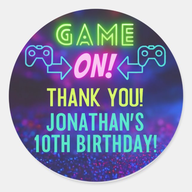 GAME ON! Neon Gaming Sticker – Jonathan’s 10th Bir (Devant)