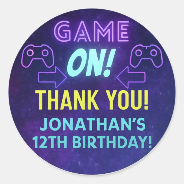 GAME ON! Neon Gaming Sticker – Jonathan’s 12th Bir (Devant)