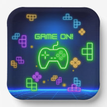 Game on neon green, blue Gamer
