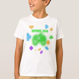 Game on neon green, blue, & yellow gamer T-Shirt