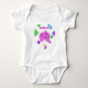 Game on neon, pink, green, blue, & gamer baby  bodysuit