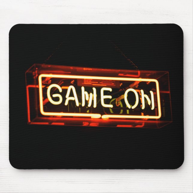 Game On Neon Sign Sports Gaming Gamer Mouse Pad (Front)