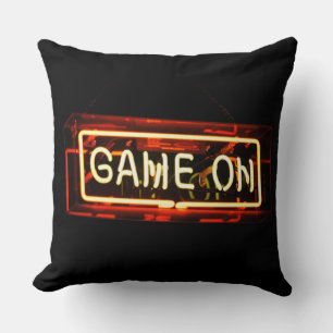 Game On Neon Sign Sports Gaming Gamer Throw Pillow