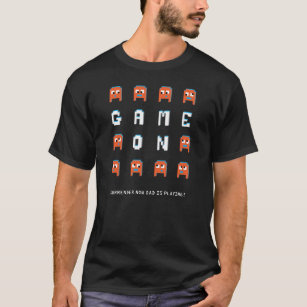 Game on pixel monster aliens orange custom text T-Shirt