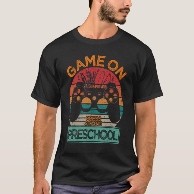 Game On Preschool  Back To School Retro Gaming T-Shirt (Front)