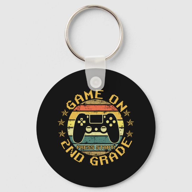 Game On Press Start 2nd Grade Back To School Keychain (Front)