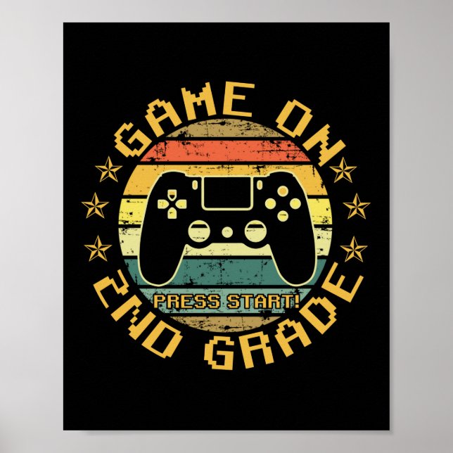 Game On Press Start 2nd Grade Back To School Poster (Front)