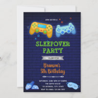 Game on sleepover boy invitation