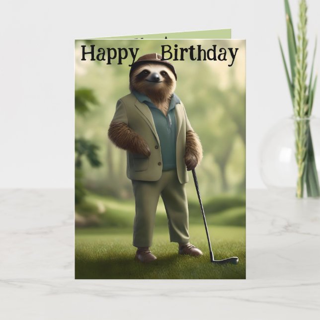 Game On: Sloth Golf Player Birthday Card (Front)