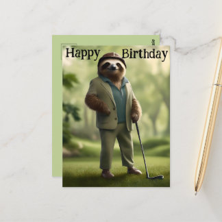 Game On: Sloth Golf Player, Postcard