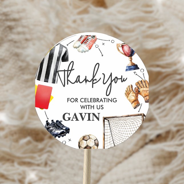 Game On Soccer Birthday Classic Round Sticker (Creator Uploaded)