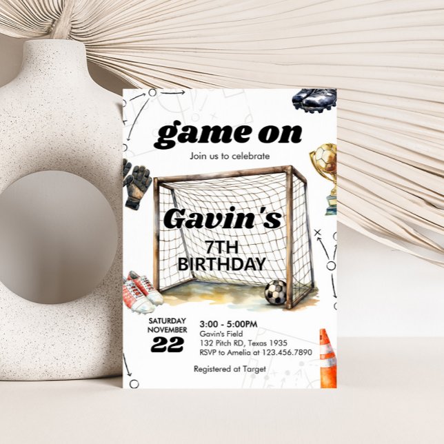 Game On Soccer Birthday Party Invitation (Soccer Birthday Party Invitation)