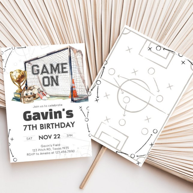 Game On Soccer Boy Birthday Invitation (Soccer Birthday Party Invitation)