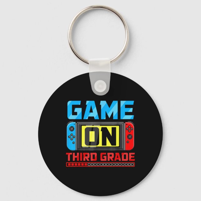 Game On Third Grade Gamer Back To School First Day Keychain (Front)