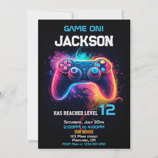 Game on video game controller invitation level up