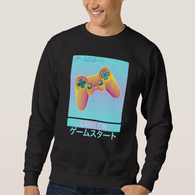 Game On Video Game Controller Retro Vaporwave Japa Sweatshirt (Front)