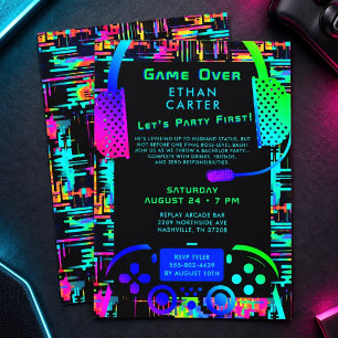 Game Over Bachelor Party Video Arcade Theme Invitation
