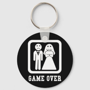 Game Over   Bachelor Stag Party Gift (Black/White) Keychain