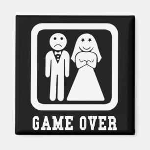 Game Over Bachelor Stag Party Gift (Black/White) Magnet