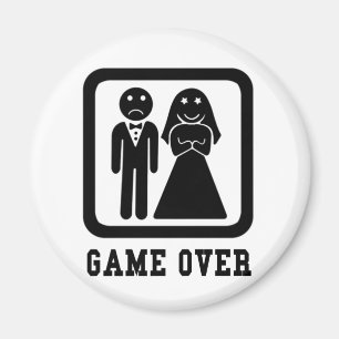 Game Over Bachelor Stag Party Gift (Black/White) Magnet