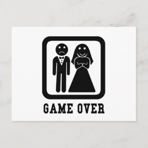 Game Over Bachelor Stag Party Gift (Black/White) Postcard