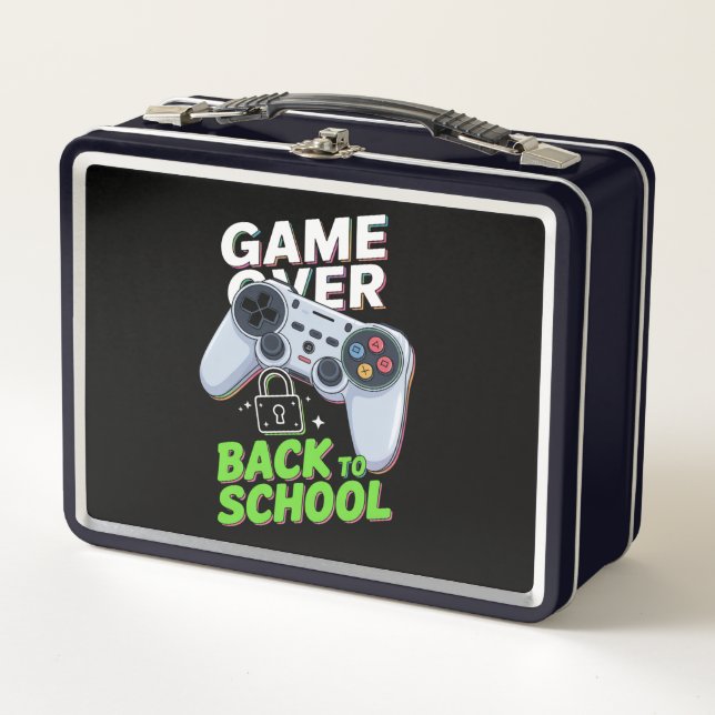 Game Over Back To School Funny First Day School Metal Lunch Box (Front)