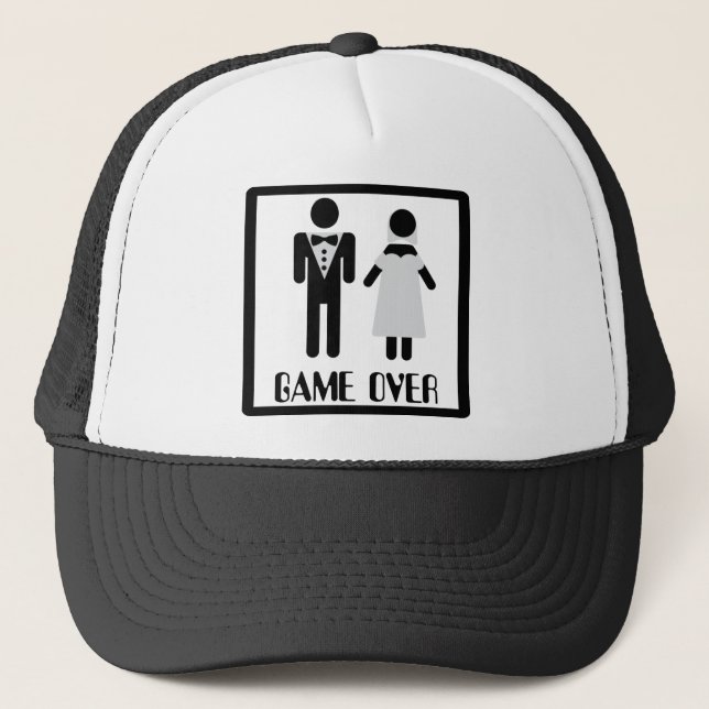 game over bridal couple icon trucker hat (Front)