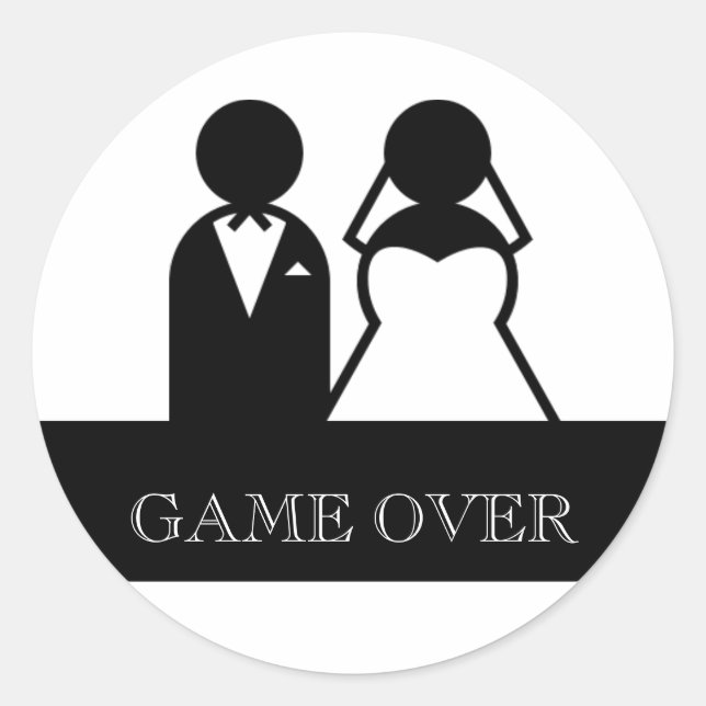 Game Over Bride Groom Clipart Wedding Stickers (Front)