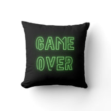 Game Over bright green neon light video games