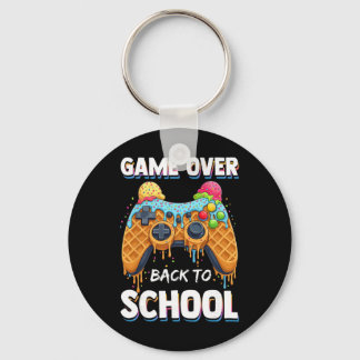 Game Over Ck To School Funny Waffle Gamer Keychain