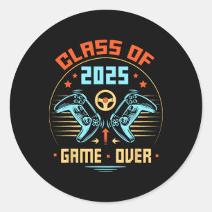 Game Over Cl Of 2025 Shirt Students Funny Graduati Classic Round Sticker