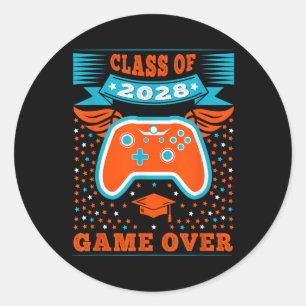 Game Over Cl Of 2028 Shirt Students Funny 2028 Gra Classic Round Sticker