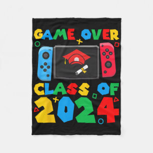 Game Over Cl Of Video Gamer Students Funny Graduat Fleece Blanket