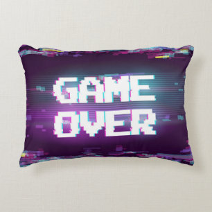 Game over concept, glitch effect. accent pillow