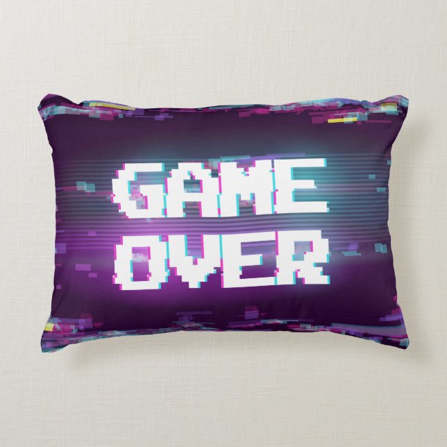 Game over concept, glitch effect. accent pillow (Front)